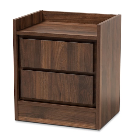 Baxton Studio Hale Modern and Contemporary Walnut Brown Finished Wood 2-Drawer Nightstand 174-11212-Zoro
